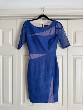Jax Royal Blue Mesh Panel Sheath Bodycon Dress